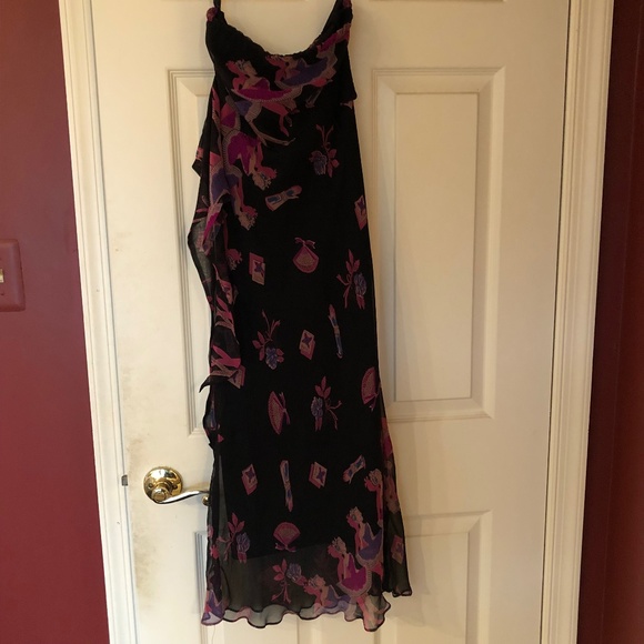 NWT BETSEY JOHNSON Strapless Black Print Evening Dress - Picture 8 of 8